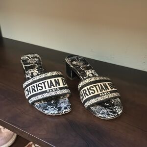 Christian Dior Black and White Slide Sandals